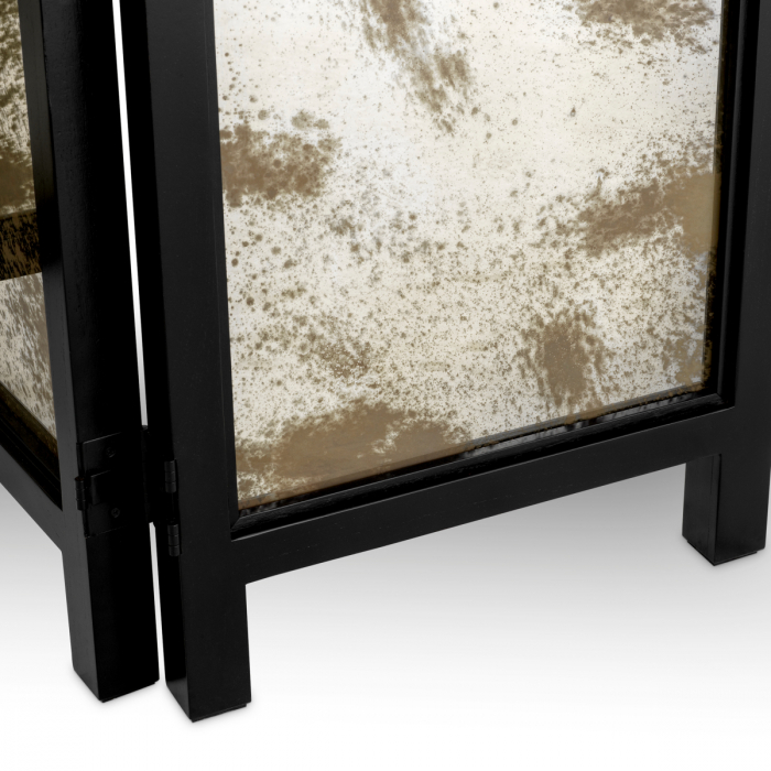 Paravan pliabil Jacques cu finisaj negru clasic cu oglindă finisaj antic, Dimensiuni: L. 200 | D. 5 | H. 225   [5]