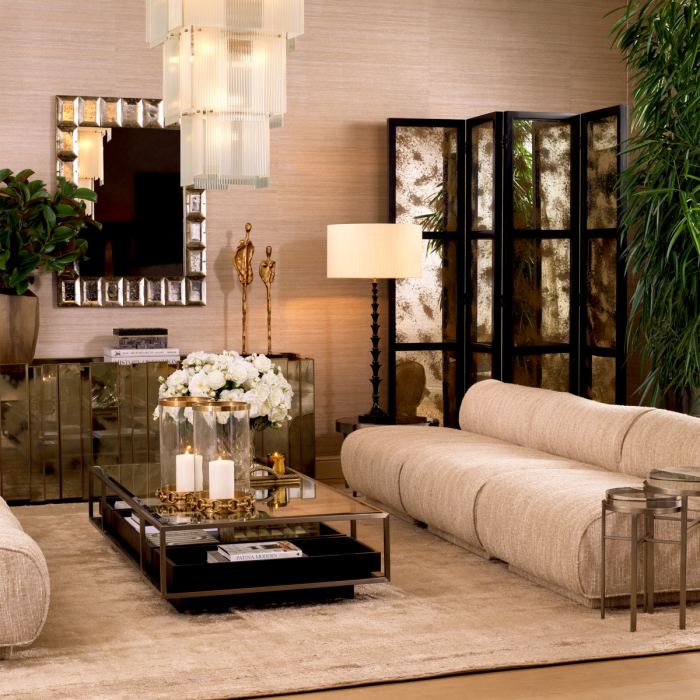 Paravan pliabil Jacques cu finisaj negru clasic cu oglindă finisaj antic, Dimensiuni: L. 200 | D. 5 | H. 225   [2]