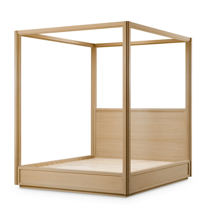 Pat cu baldachin, Tribeca, furnir din stejar, natur, Dims: L. 228.5 | W. 199.5 | H. 240.5 | min H. 33.5  (CM) [3]