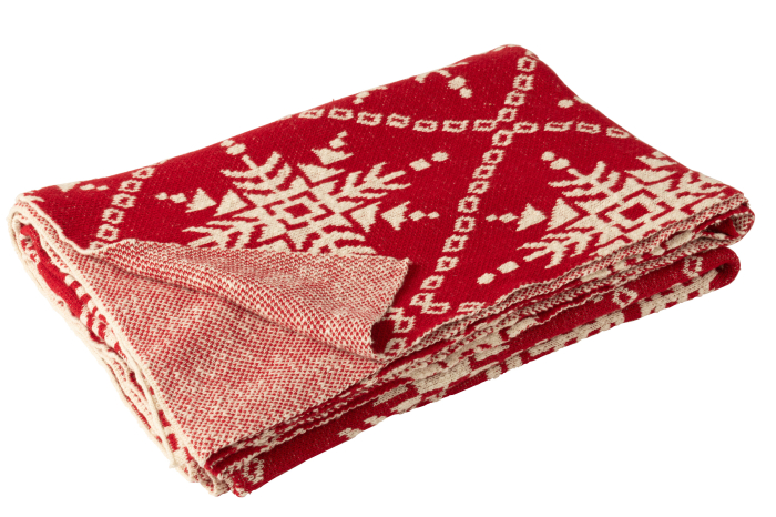 Patura fulgi de zapada din bumbac, Craciun, rosu/alb [2]