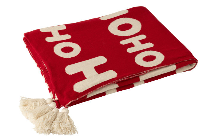 Patura Hohoho din poliester, Craciun, rosu/alb [2]