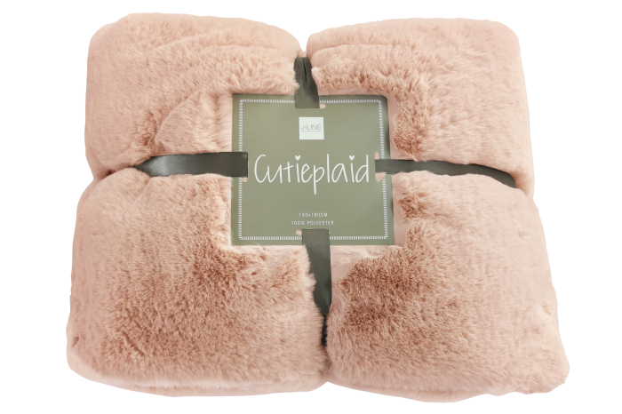 Patura plaid, Blanita, Roz, 180x130x3 [5]