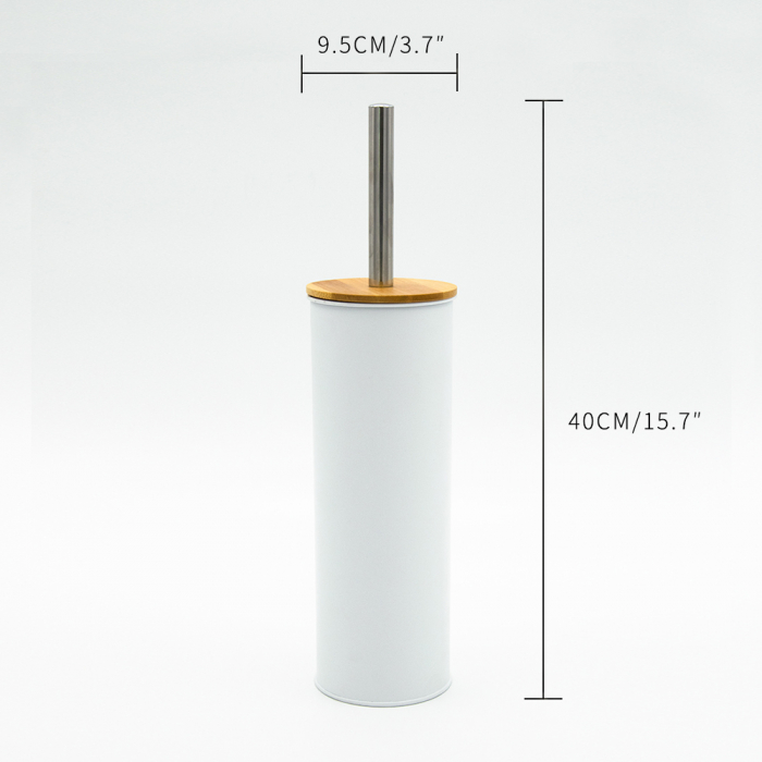 Perie de toaleta YODA, metal/bambus, 40 cm, alb [4]
