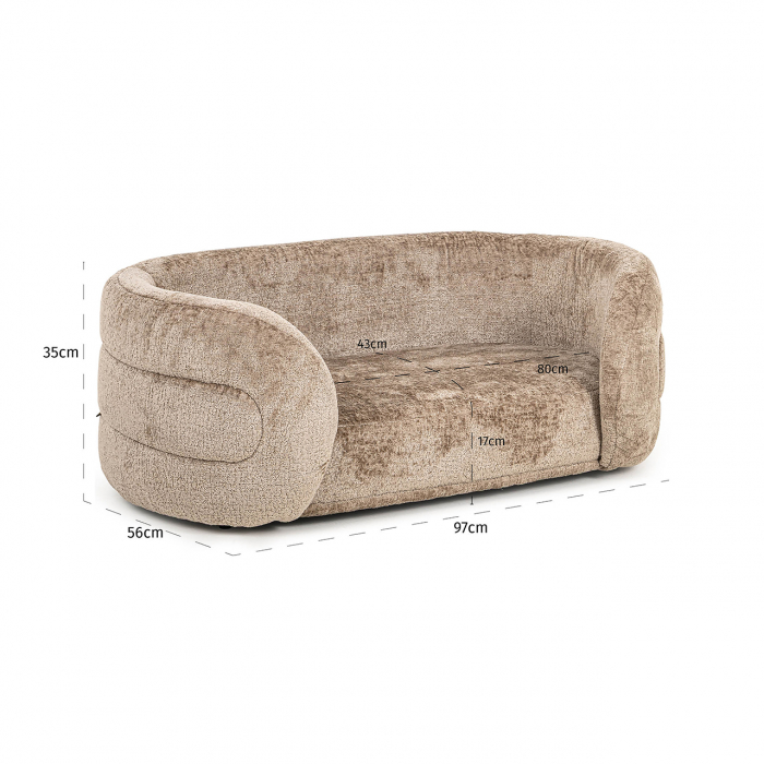 Pat pentru animale de companie Bingo (Bergen 104 taupe chenille), Dims: 35.0 x 97.0 x 56.0 cm [5]