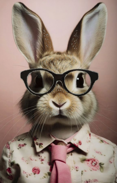 Pictură pe pânză lăcuită, BUNNY ramă inclusă 62,5x2,8x62,5 cm [2]