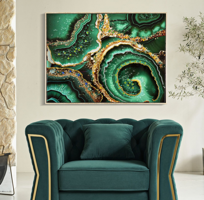 Pictură pe pânză lăcuită, SMERALDY -a- ramă inclusă 82x4x62 cm [6]