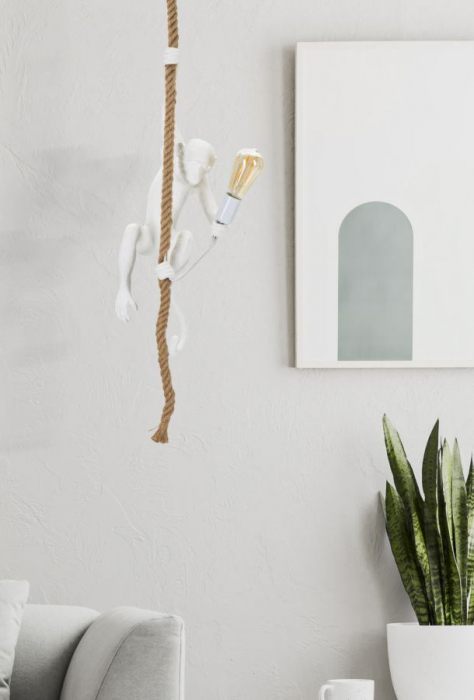 Plafoniera Monkey, Alb, Cm Ø 27X32X60 [6]