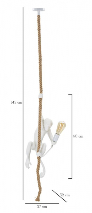 Plafoniera Monkey, Alb, Cm Ø 27X32X60 [7]