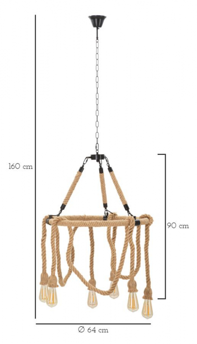 Plafoniera Rope Cercle, Cm Ø 64X90 [9]