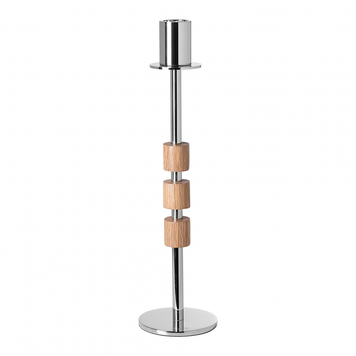 PORTERO, Candelabru, Stejar, lucios, maro, argintiu, H 36 cm, D 9 cm [6]