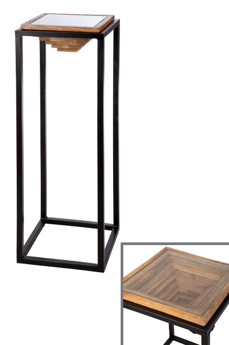 Postament, patrat, "Moorea", Metal, maro, negru, PU 1, L. 30 cm, l. 30 cm, H 91 cm [2]