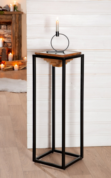 Postament, patrat, "Moorea", Metal, maro, negru, PU 1, L. 30 cm, l. 30 cm, H 91 cm [3]