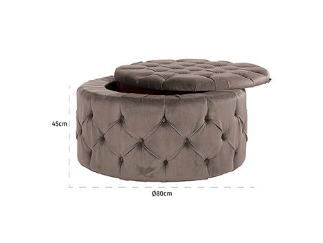 Puf Lulu cu spatiu de depozitare, Poliester/Catifea, Gri inchis, 45x80x80 cm [2]