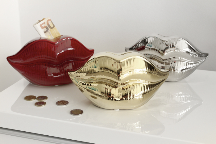 Pusculita The kiss, ceramica, rosu, 20x11x10 cm [2]