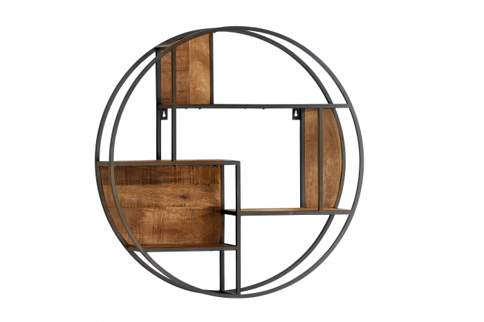 Raft de perete Libri, Lemn/Metal, Maro/Negru, 80x80x16 cm [2]