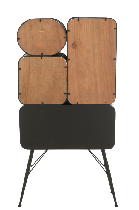 Raft din lemn de brad si metal, negru/bej deschis [5]