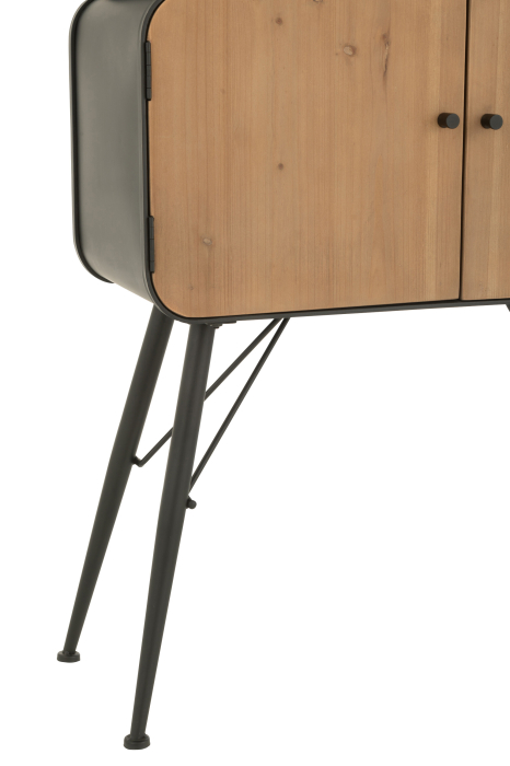 Raft din lemn de brad si metal, negru/bej deschis [6]