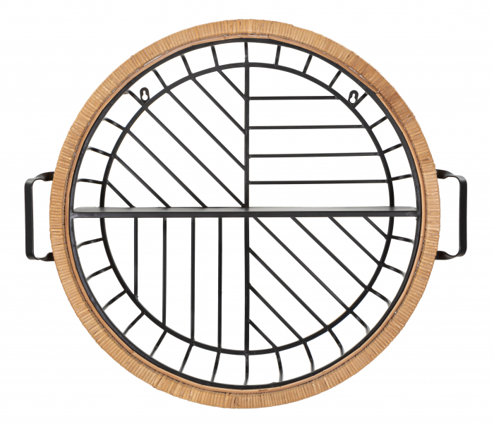 Raft pentru perete Cebu, Fier/Rattan, Multicolor, 65x72.5x18 cm [6]