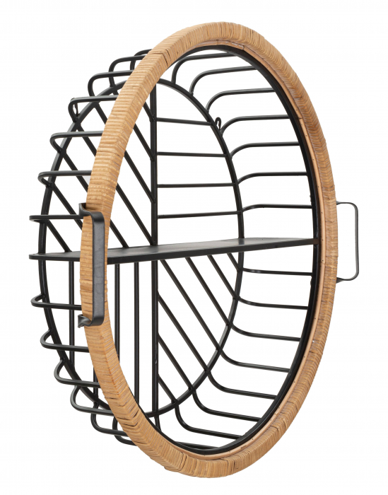 Raft pentru perete Cebu, Fier/Rattan, Multicolor, 65x72.5x18 cm [3]