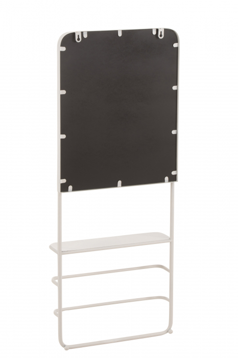 Raft suspendat cu oglinda, Metal, Alb, 40x12.5x100 cm [2]