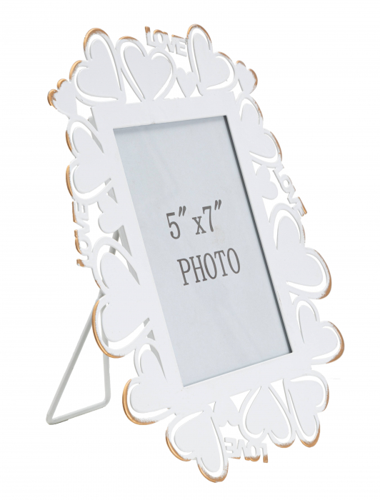 Rama foto, Fier/Sticla, Alb/Auriu, 27,7x25x14,5 cm [2]