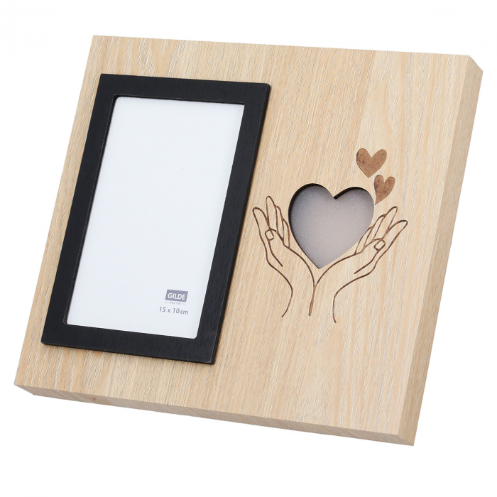 Rama foto (LED), dreptunghiulara, Inima, Motiv inima, MDF, maro, PU 4, 2 buc. asortate, L. 2,5 cm, L. 25 cm, H. 21,5 cm [3]