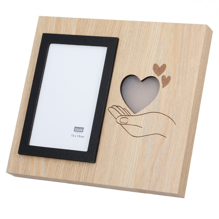 Rama foto (LED), dreptunghiulara, Inima, Motiv inima, MDF, maro, PU 4, 2 buc. asortate, L. 2,5 cm, L. 25 cm, H. 21,5 cm [2]