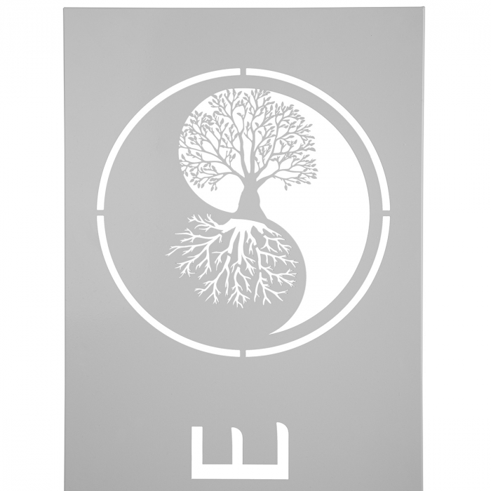 Relief de perete, dreptunghiular, motiv Yin & Yang, Metal, gri, gri deschis, PU 2, L. 3 cm, l. 30 cm, H 90 cm [3]