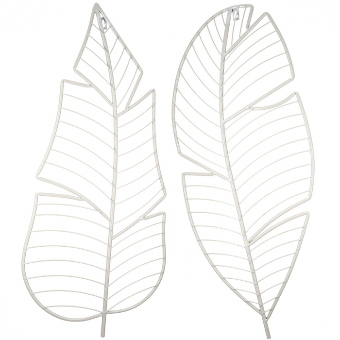 Relief de perete, Frunză, Metal, gri deschis, PU 4, 2 asortate, L. 1 cm, L. 33 cm, H 79 cm [4]