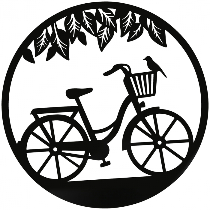 Relief de perete, rotund, motiv bicicletă, metal, negru, PU 2, L. 2 cm, D. 60 cm [4]