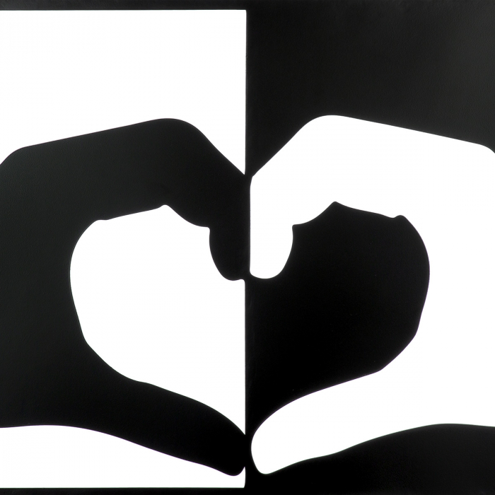 Relief mural, „Inimă”, motiv inimă, metal, negru, PU 2, L. 2 cm, l. 120 cm, H 60 cm [2]