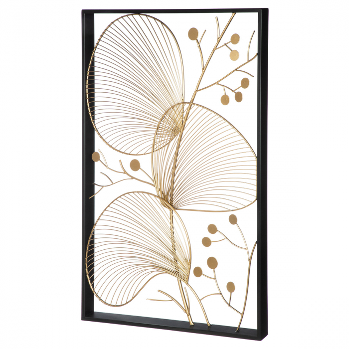 Relief mural, motiv crenguță, metal, negru, auriu, PU 2, L. 4 cm, l. 51 cm, H 76 cm [2]