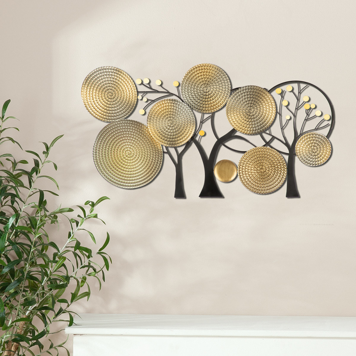 Relief mural, motiv pădure, metal, antracit, auriu, PU 2, L. 4 cm, l. 88 cm, H 48 cm [4]