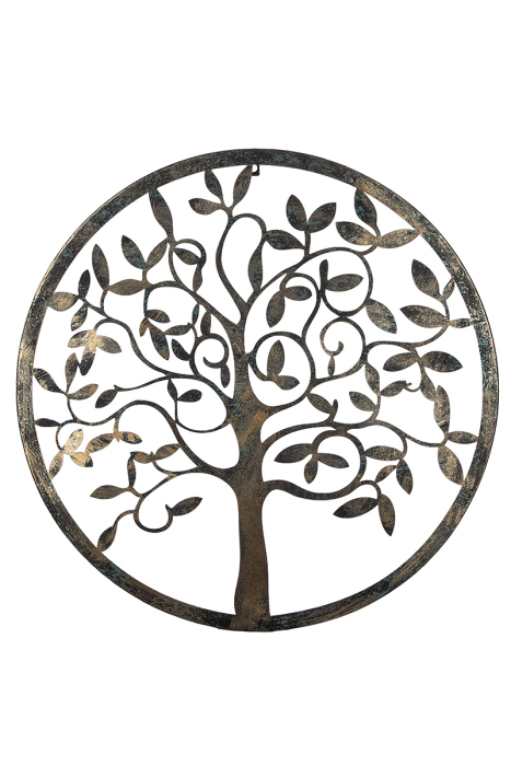 Relief mural, rotund, „Baum”, motiv copac, metal, negru, PU 2, L. 1 cm, D. 60 cm [2]