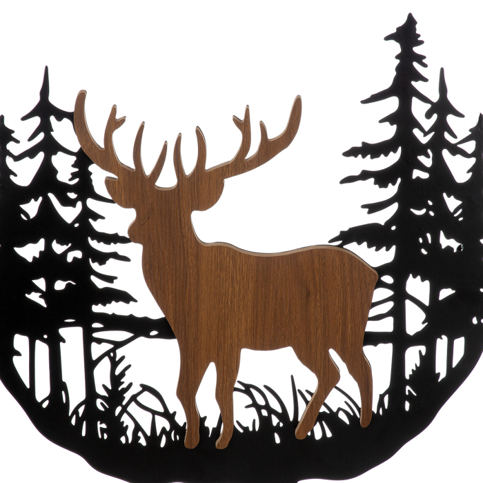 Relief mural, „Waldhirsch”, motiv cu cerbi, metal, negru, PU 2, L. 2 cm, l. 60 cm, H 55 cm [2]