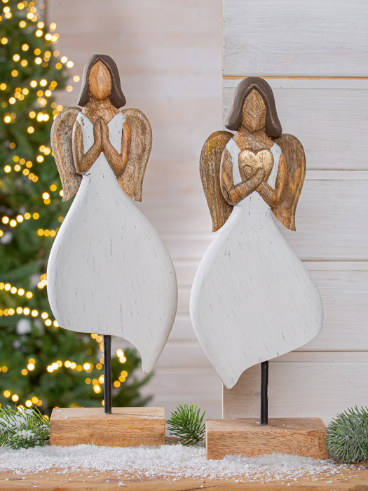 Relief pe suport, ingeri, „Elvira”, lemn de mango, alb, culori naturale, PU 2, 2 asortate, L. 9 cm, l. 15 cm, H 44 cm [3]