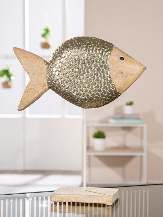 Relief stand, Pește, Beach, Lemn de mango, ecru, PU 2, L. 9 cm, L. 29 cm, H. 34 cm [4]