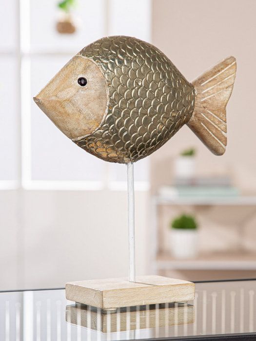 Relief stand, Pește, Beach, Lemn de mango, ecru, PU 3, L. 7 cm, L. 21 cm, H. 25 cm [4]