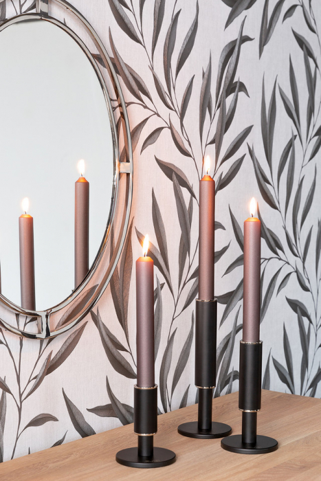 RITMO, Suport lumânare, vopsit cu pulbere neagră, nichel, h. 17,7 cm [8]