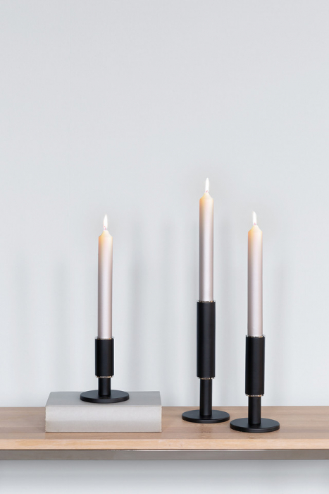 RITMO, Suport lumânare, vopsit cu pulbere neagră, nichel, h. 17,7 cm [6]