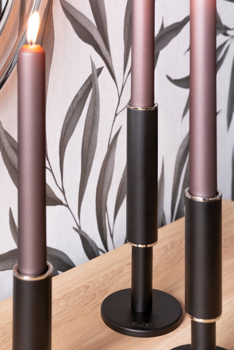 RITMO, Suport lumânare, vopsit cu pulbere neagră, nichel, h. 17,7 cm [9]