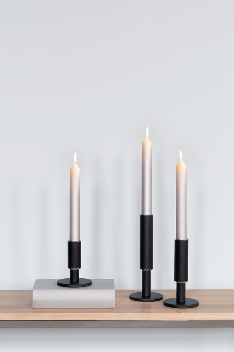 RITMO, Suport lumânare, vopsit cu pulbere neagră, nichel, h. 23,7 cm [6]