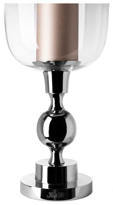 SAMANTA, Suport lumânare cu sticlă, nichel, h.48, d.26 cm [3]