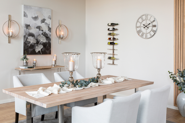 SAMANTA, Suport lumânare cu sticlă, nichel, h.48, d.26 cm [5]