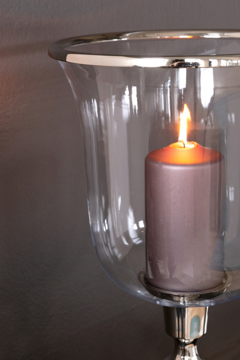 SAMANTA, Suport lumânare cu sticlă, nichel, h.48, d.26 cm [2]