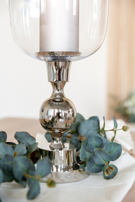 SAMANTA, Suport lumânare cu sticlă, nichel, h.48, d.26 cm [9]