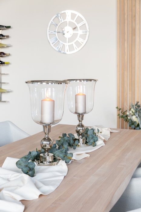 SAMANTA, Suport lumânare cu sticlă, nichel, h.48, d.26 cm [7]