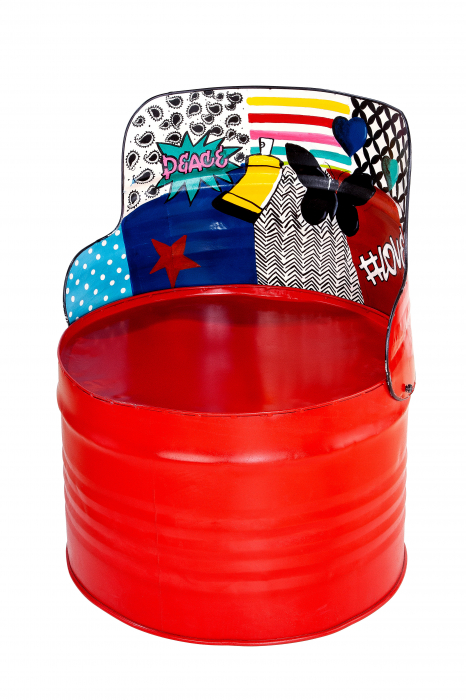 Scaun Barrel, Metal, Multicolor, 60x72x60 cm [2]
