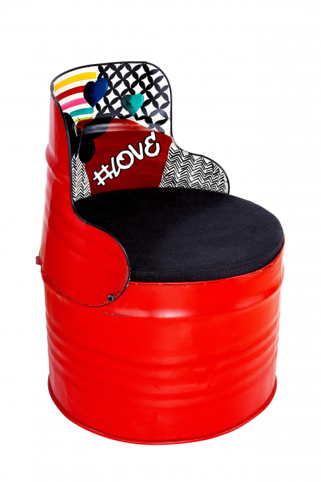 Scaun Barrel, Metal, Multicolor, 60x72x60 cm [3]