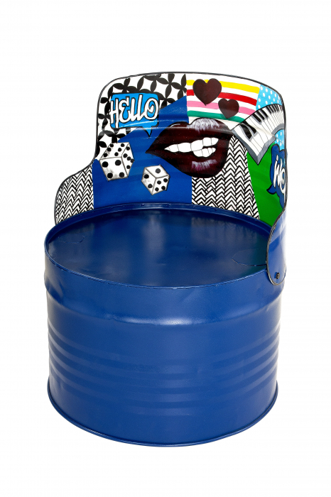 Scaun Barrel, Metal, Multicolor, 60x72x60 cm [5]
